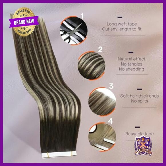 22Inch Human Hair Tape Extensions 50G Genius Weft Reusable